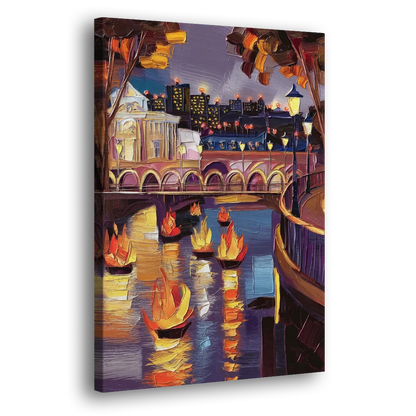 Providence Waterfire Glow Side - Canvas Wall Art