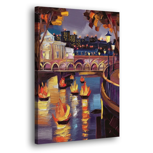 Providence Waterfire Glow Side - Canvas Wall Art