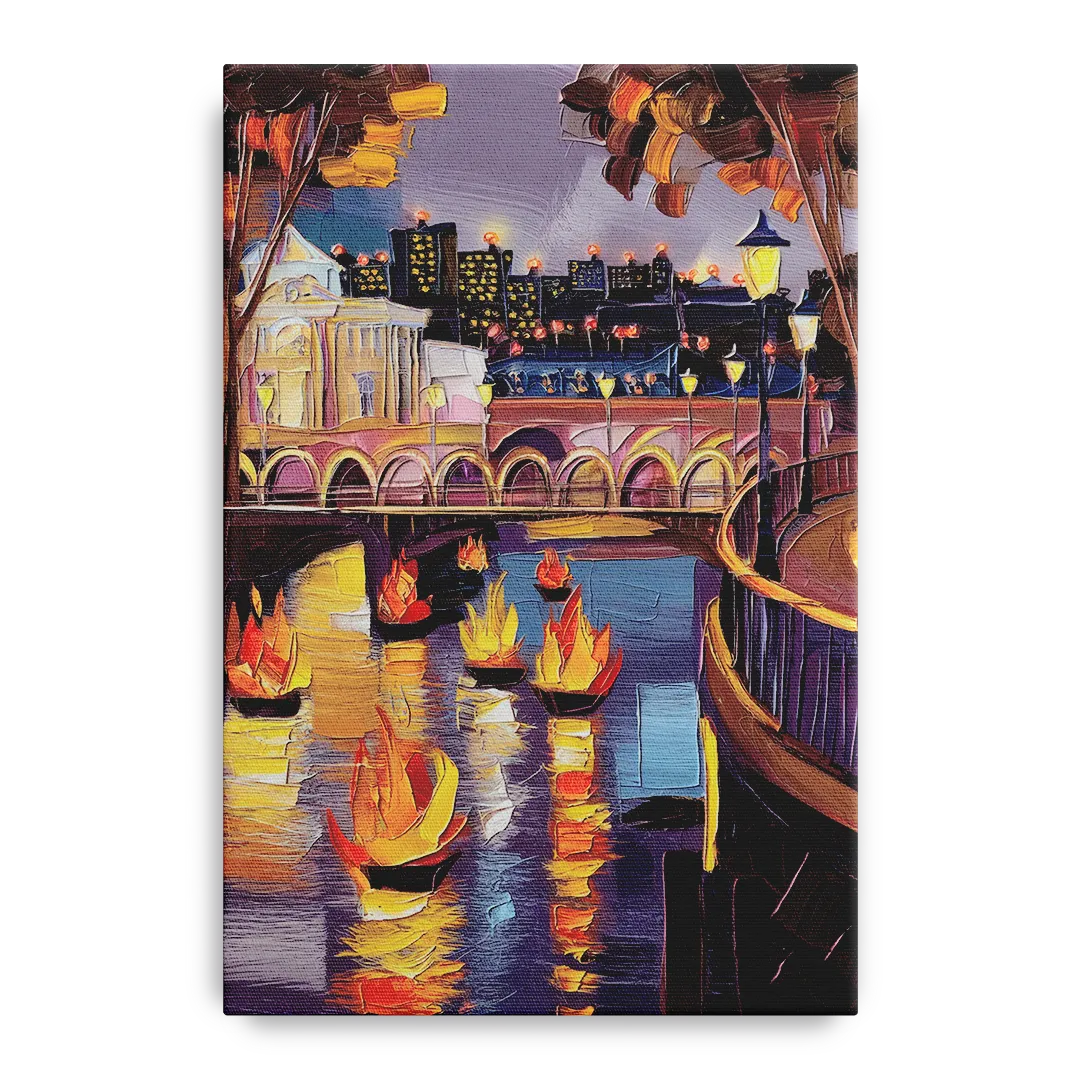 Providence Waterfire Glow Front - Canvas Wall Art