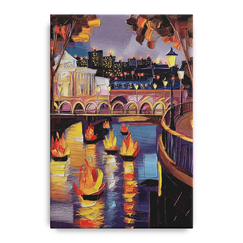 Providence Waterfire Glow Front - Canvas Wall Art