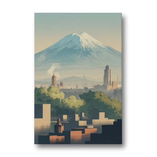 Puebla Volcano Skyline - Canvas Wall Art - Front