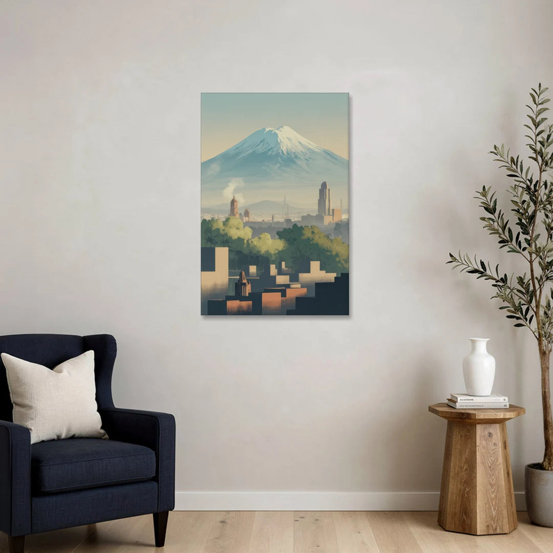 Puebla Volcano Skyline - Canvas Wall Art - Sofa - 24x36