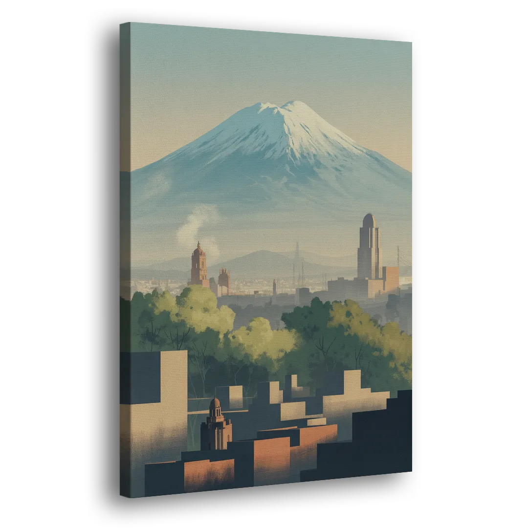 Puebla Volcano Skyline Side - Canvas Wall Art