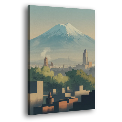 Puebla Volcano Skyline - Canvas Wall Art