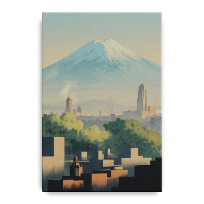 Puebla Volcano Skyline Front - Canvas Wall Art