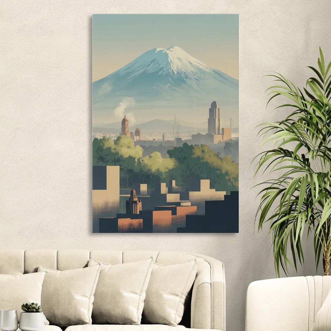 Puebla Volcano Skyline Sitting Room - Canvas Wall Art