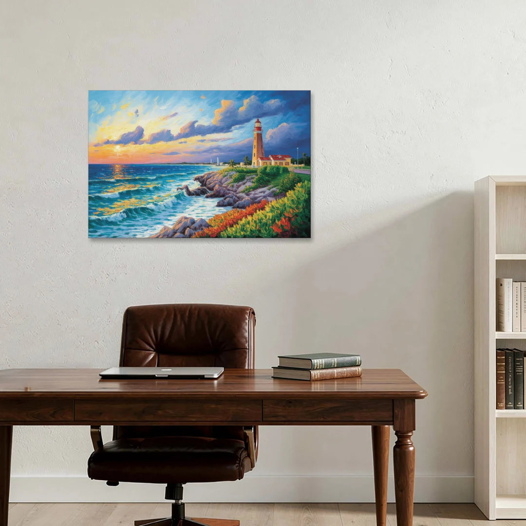 Punta Cancún Lighthouse - Canvas Wall Art - Office - 36x24