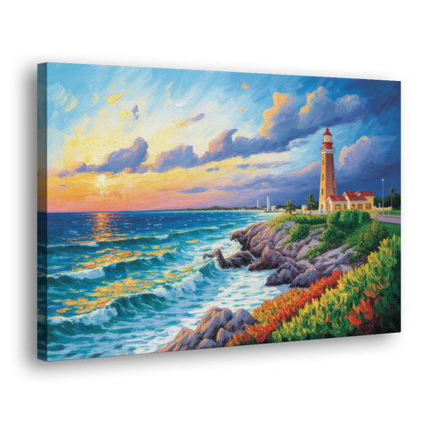 Punta Cancún Lighthouse - Canvas Wall Art - Side