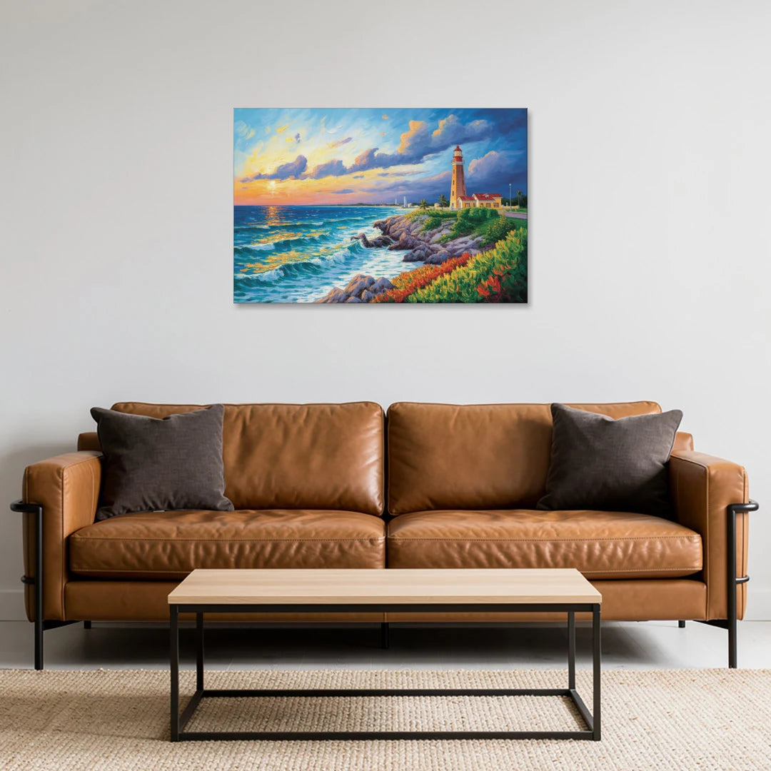 Punta Cancún Lighthouse - Canvas Wall Art - Sofa - 36x24