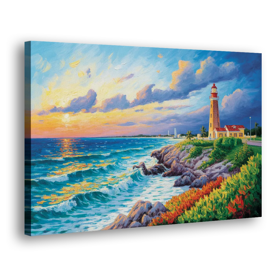 Punta Cancún Lighthouse Side - Canvas Wall Art