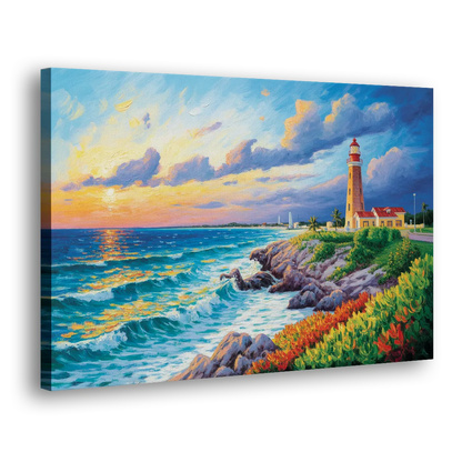 Punta Cancún Lighthouse Side - Canvas Wall Art