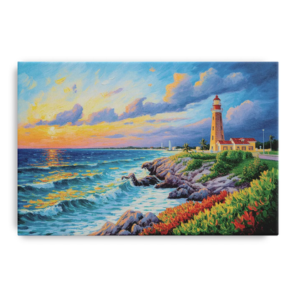 Punta Cancún Lighthouse Front - Canvas Wall Art