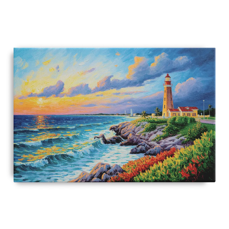 Punta Cancún Lighthouse Front - Canvas Wall Art