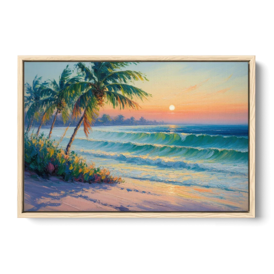 Punta Mita Sunrise - Oak Framed Canvas Wall Art - Front