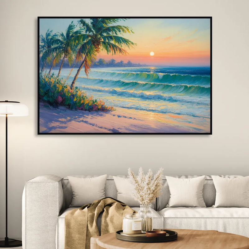 Punta Mita Sunrise Living Room - Black Canvas Wall Art