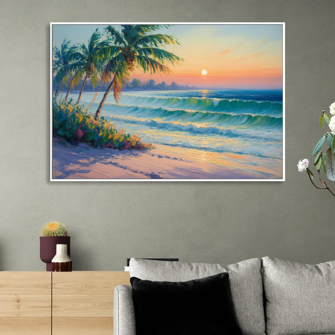 Punta Mita Sunrise Sitting Room - White Canvas Wall Art