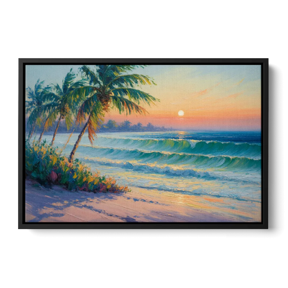Punta Mita Sunrise Front - Black Canvas Wall Art