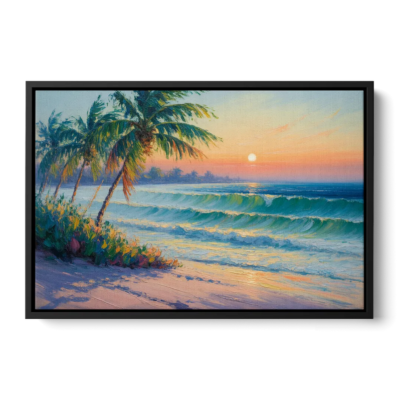 Punta Mita Sunrise Front - Black Canvas Wall Art