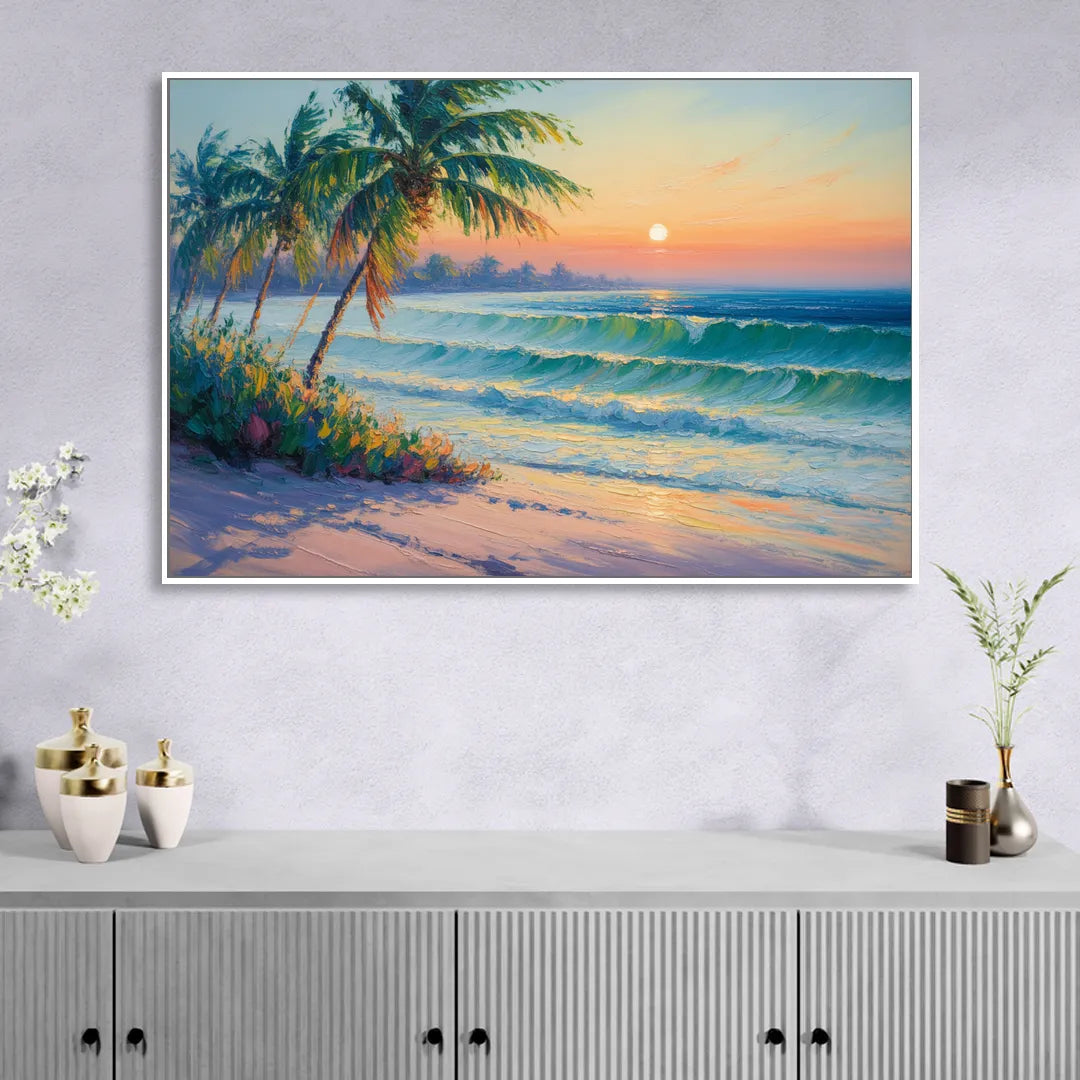 Punta Mita Sunrise Living Room - White Canvas Wall Art