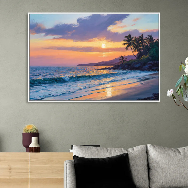 Punta Mita Sunset Coast Living Room - White Canvas Wall Art