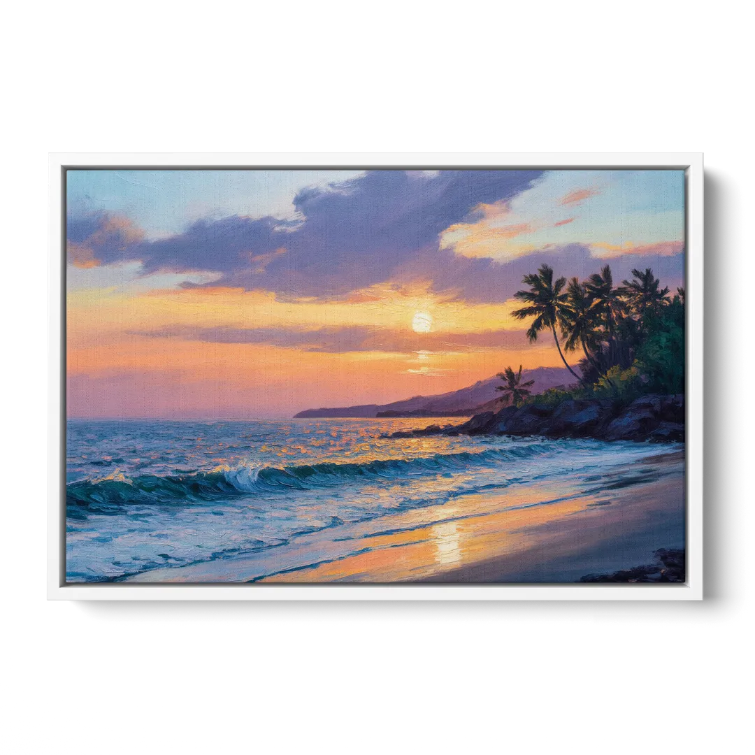 Punta Mita Sunset Coast Front - White Canvas Wall Art