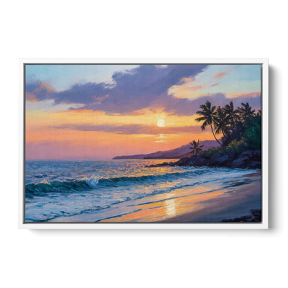 Punta Mita Sunset Coast Front - White Canvas Wall Art
