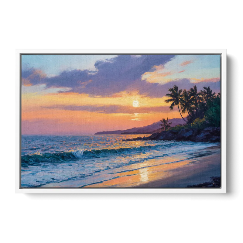 Punta Mita Sunset Coast Front - White Canvas Wall Art