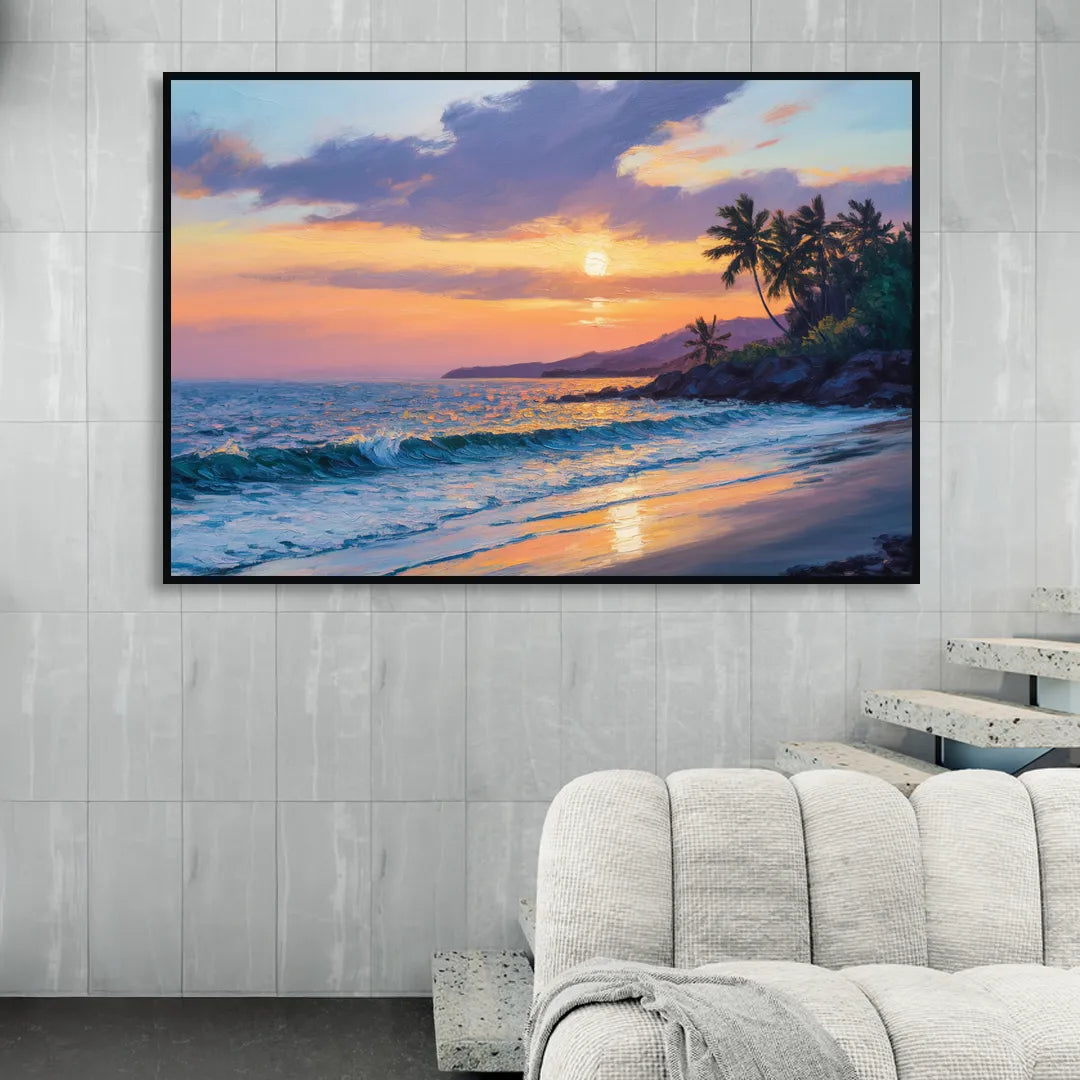 Punta Mita Sunset Coast Sitting Room - Black Canvas Wall Art