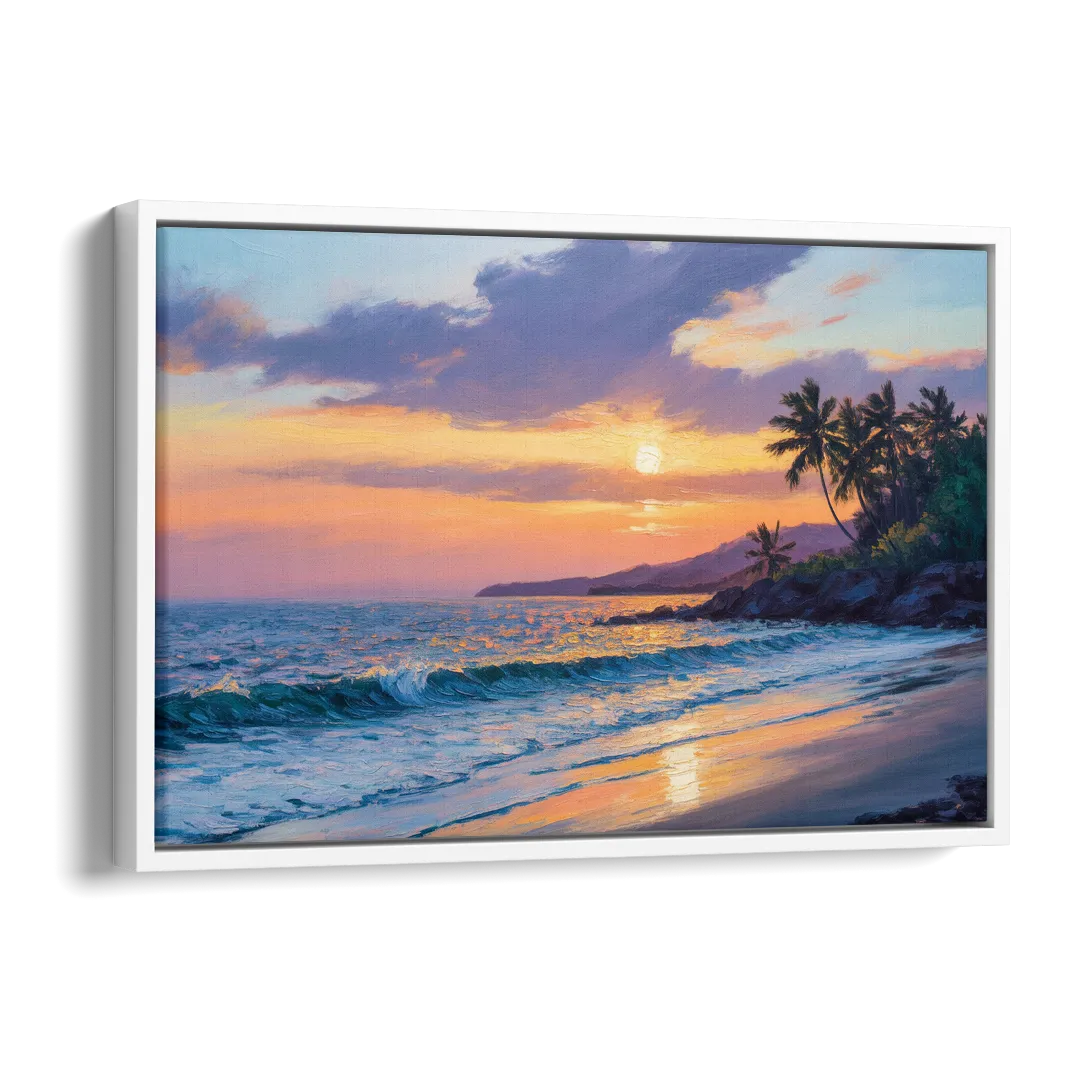 Punta Mita Sunset Coast Side - White Canvas Wall Art