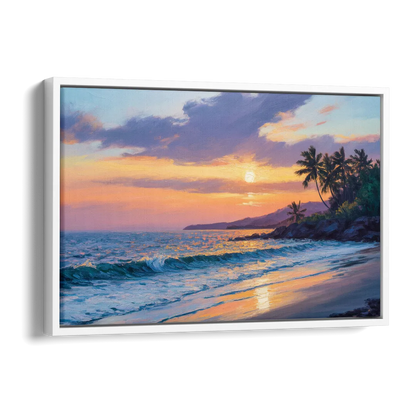 Punta Mita Sunset Coast Side - White Canvas Wall Art