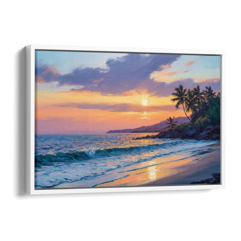 Punta Mita Sunset Coast Side - White Canvas Wall Art