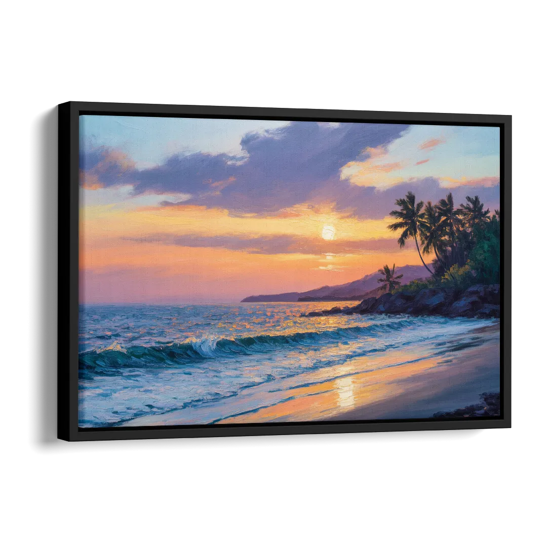 Punta Mita Sunset Coast Side - Black Canvas Wall Art