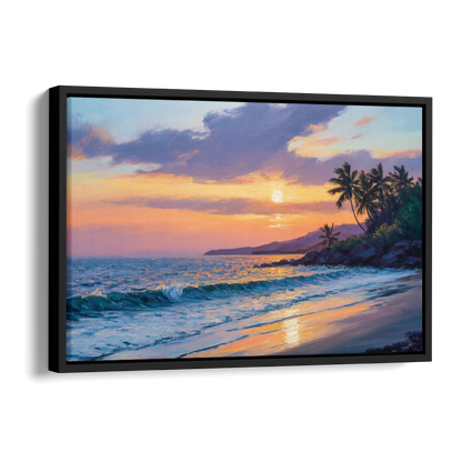 Punta Mita Sunset Coast Side - Black Canvas Wall Art