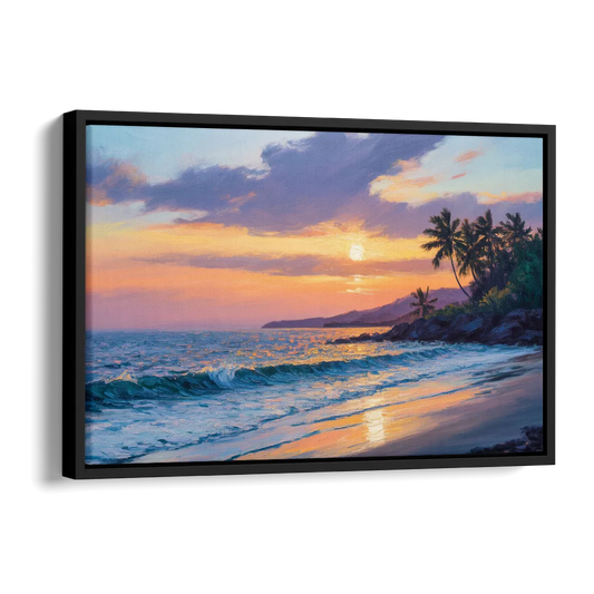 Punta Mita Sunset Coast Side - Black Canvas Wall Art