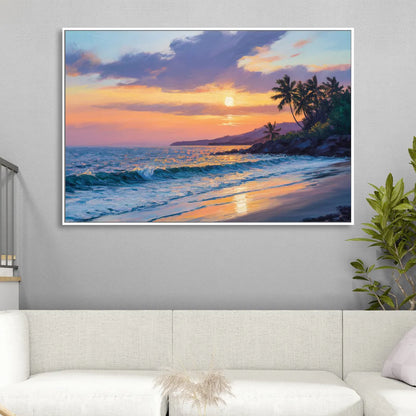 Punta Mita Sunset Coast Sitting Room - White Canvas Wall Art