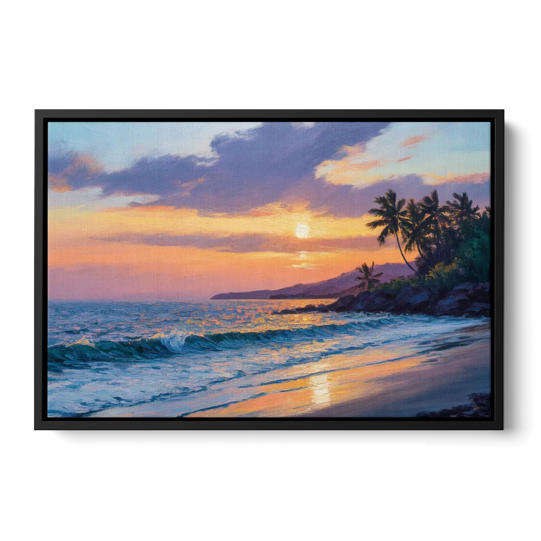 Punta Mita Sunset Coast Front - Black Canvas Wall Art
