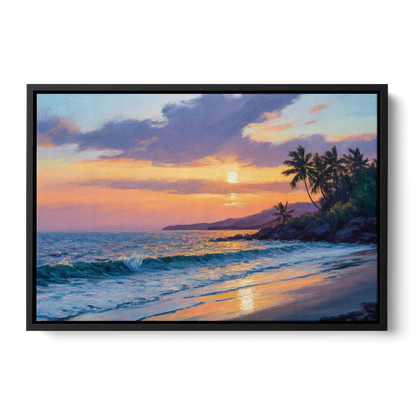 Punta Mita Sunset Coast Front - Black Canvas Wall Art