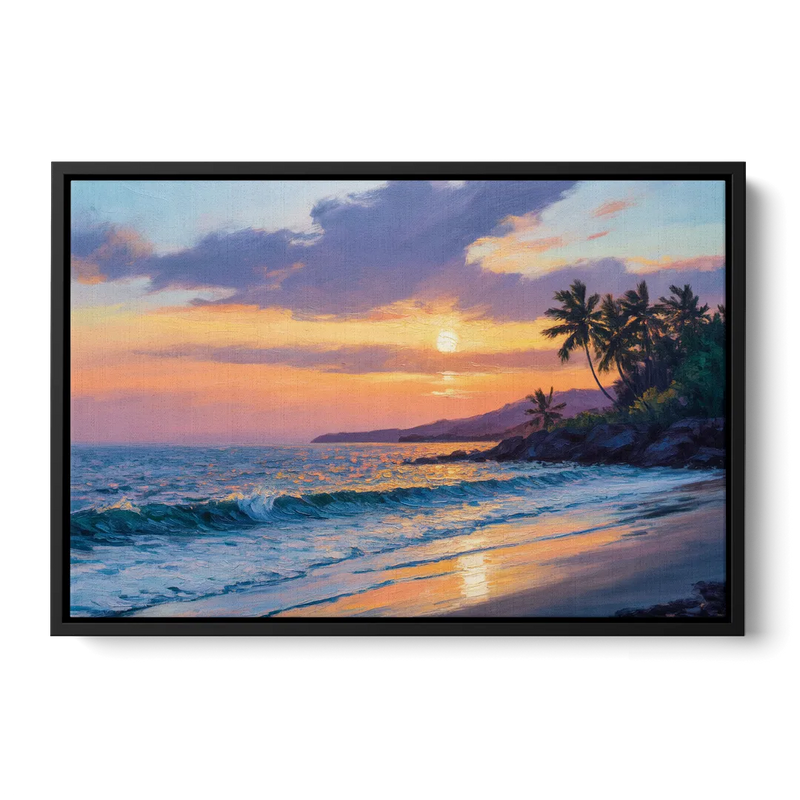 Punta Mita Sunset Coast Front - Black Canvas Wall Art