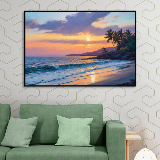 Punta Mita Sunset Coast Living Room - Black Canvas Wall Art