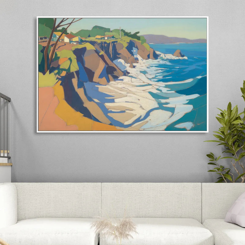 Punta Sayulita Cliffs Living Room - White Canvas Wall Art