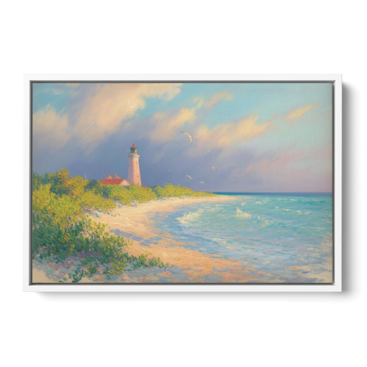 Punta Sur Lighthouse - White Framed Canvas Wall Art - Front