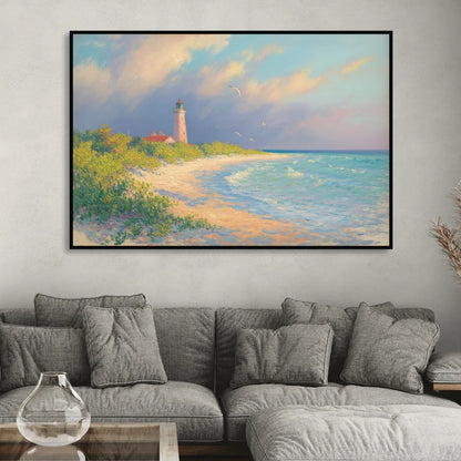 Punta Sur Lighthouse Sitting Room - Black Canvas Wall Art