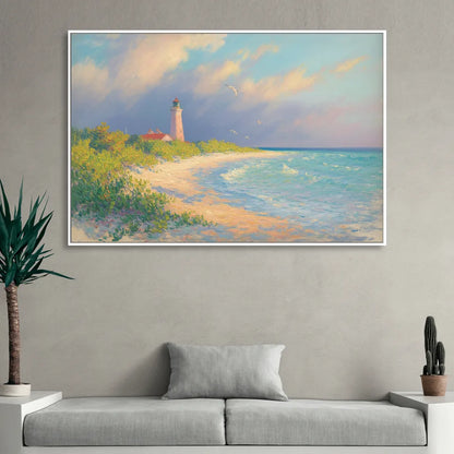 Punta Sur Lighthouse Living Room - White Canvas Wall Art
