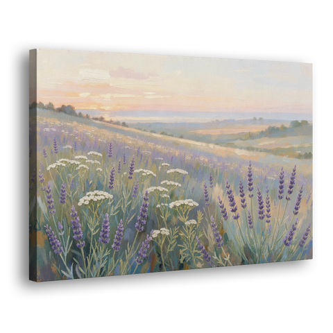 Purple Floral Wall Art of Lavender at Dawn - Canvas Wall Art - Side