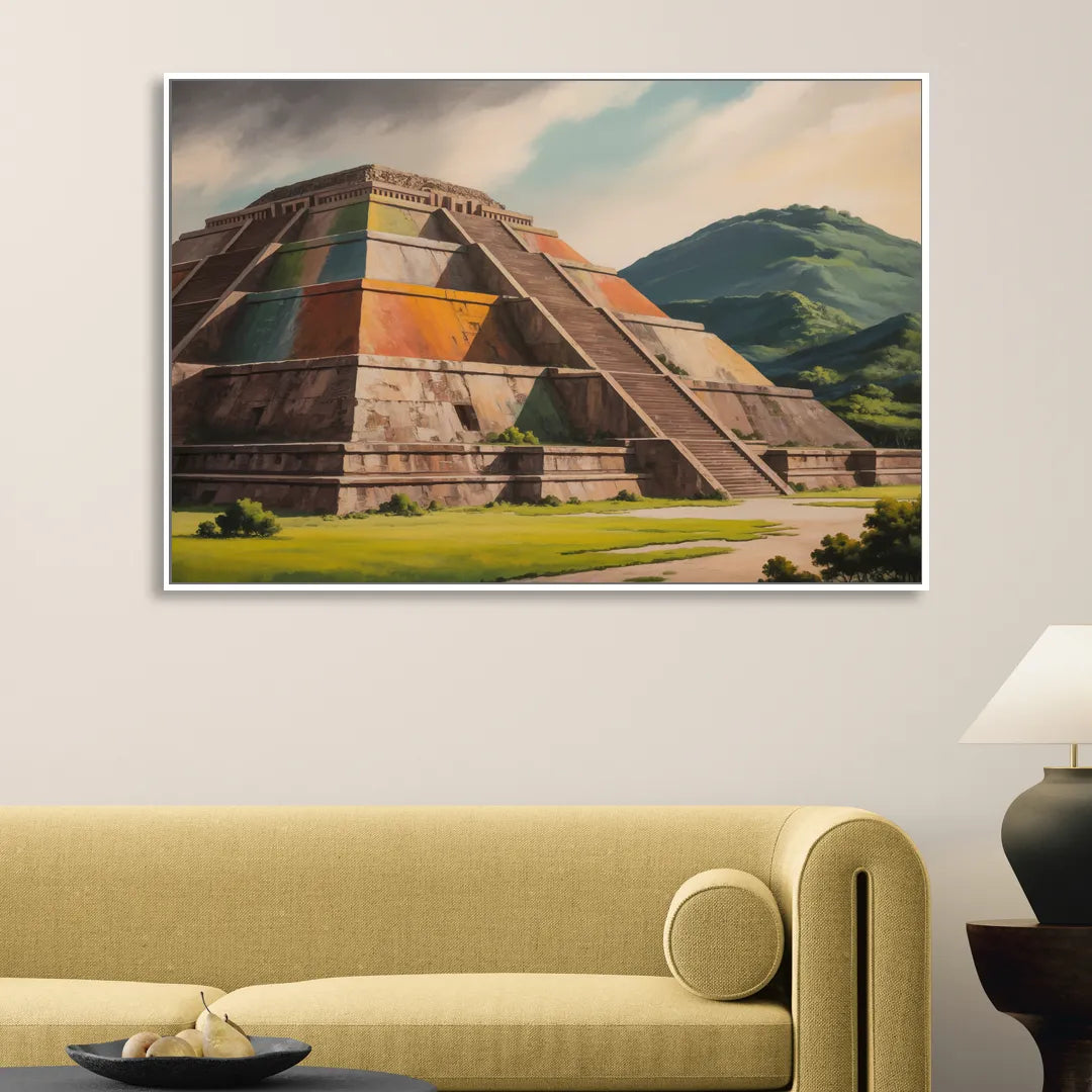 Pyramid of the Moon Living Room - White Canvas Wall Art