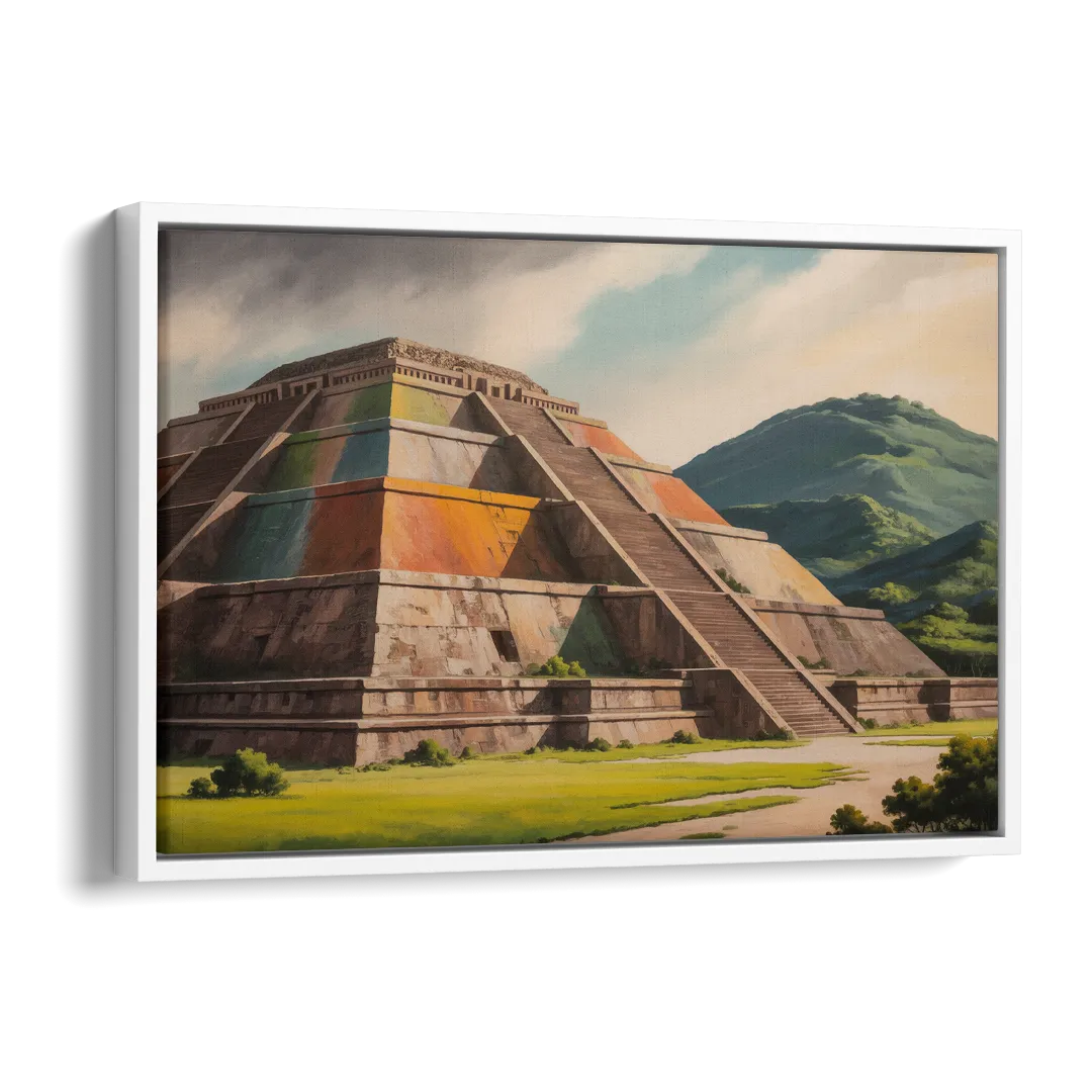 Pyramid of the Moon Side - White Canvas Wall Art