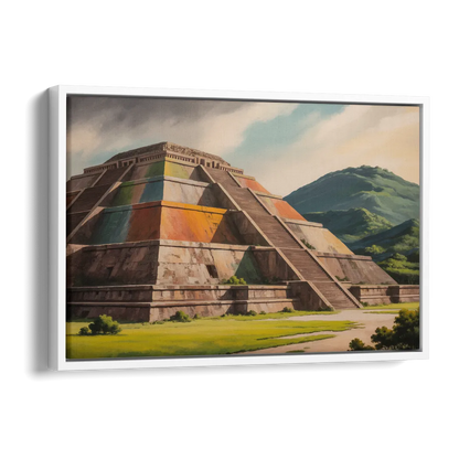 Pyramid of the Moon Side - White Canvas Wall Art