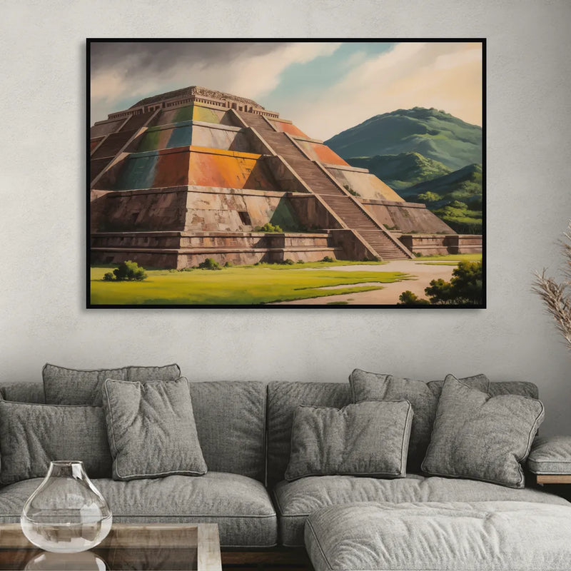 Pyramid of the Moon Living Room - Black Canvas Wall Art