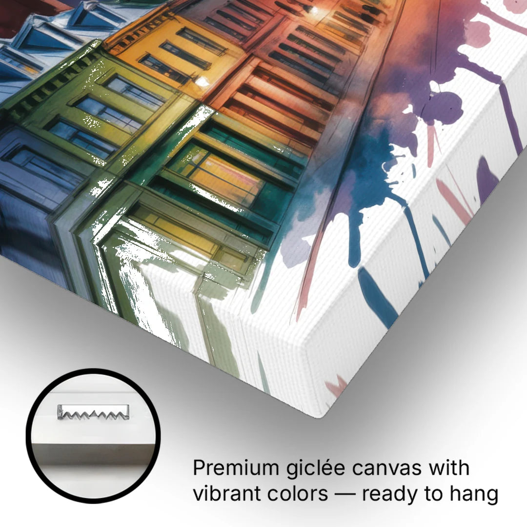 Qubec City by Night - Canvas Wall Art - Gallery Wrap Corner