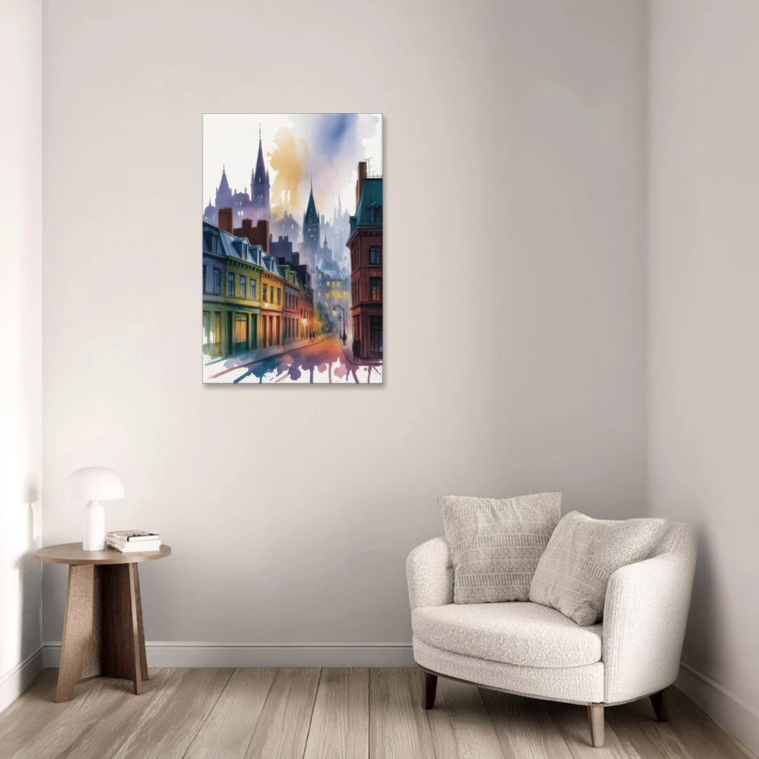 Qubec City by Night - Canvas Wall Art - Sofa - 24x36